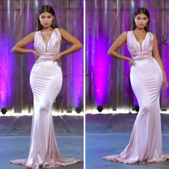 Portia and Scarlett satin mermaid gown - Picture 2 of 8